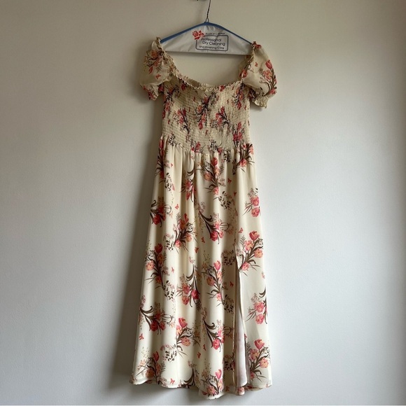 Reformation Floral Midi Dress in Cream and Pink - Picture 3 of 15